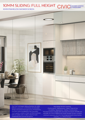 SLIDING-FULL HEIGHT PARTITION: 10MM FRAMELESS SHOWER SCREENS BROCHURE
